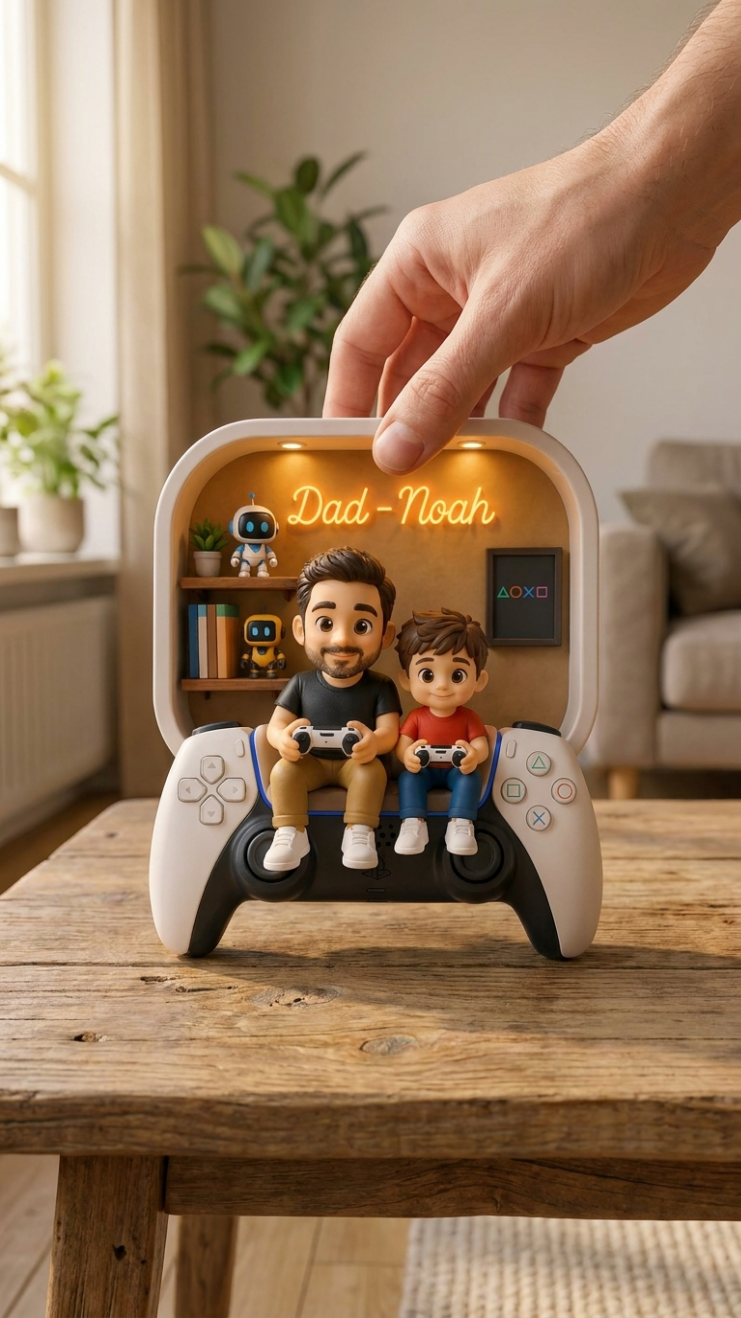 Personalized Dad And Son Gaming 2D Flat Acrylic Block