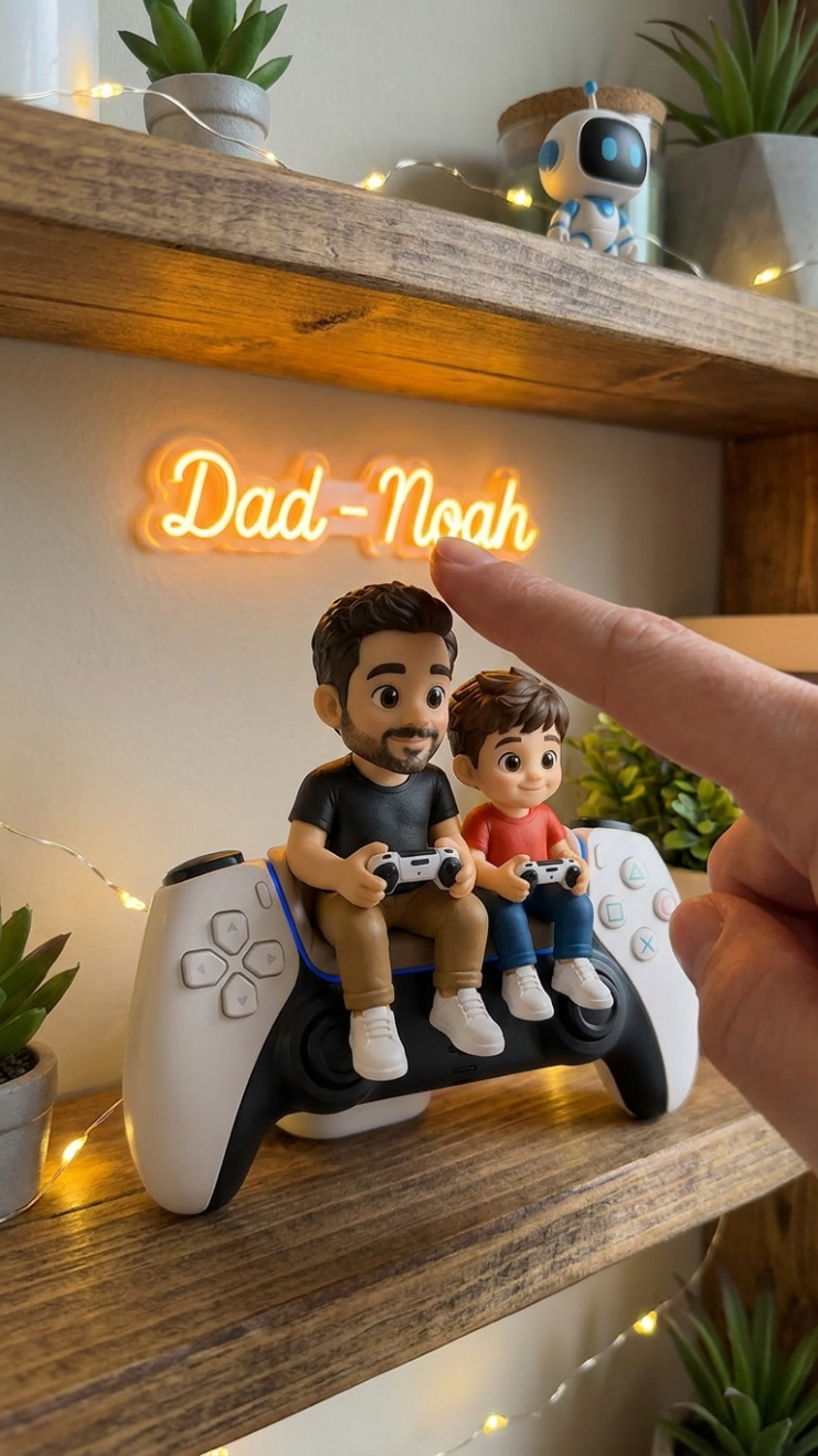 Personalized Dad And Son Gaming 2D Flat Acrylic Block